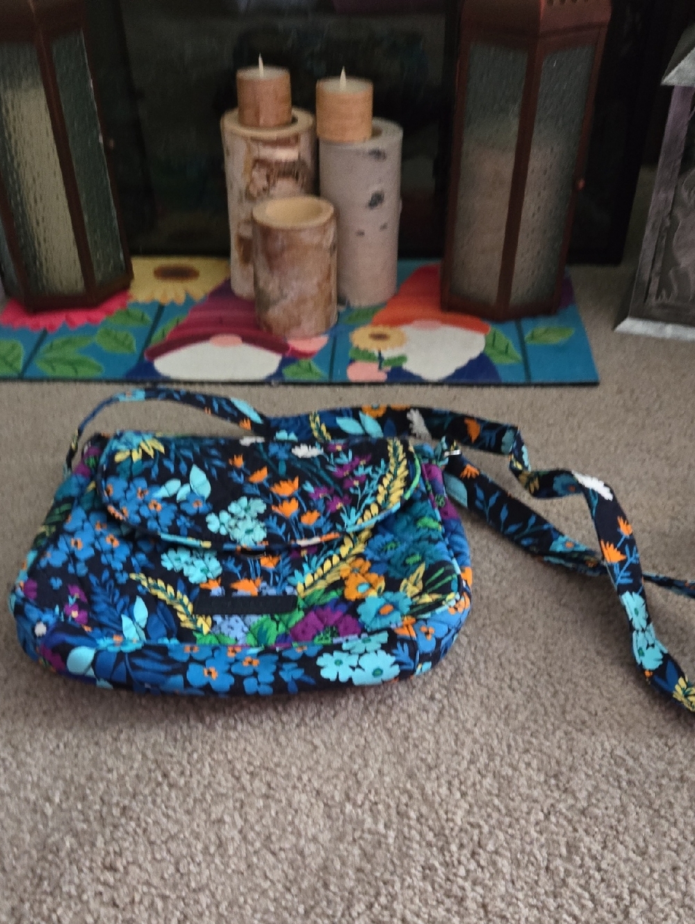 Vera Bradley Navy Multicolor Quilted Floral Crossbody Bag